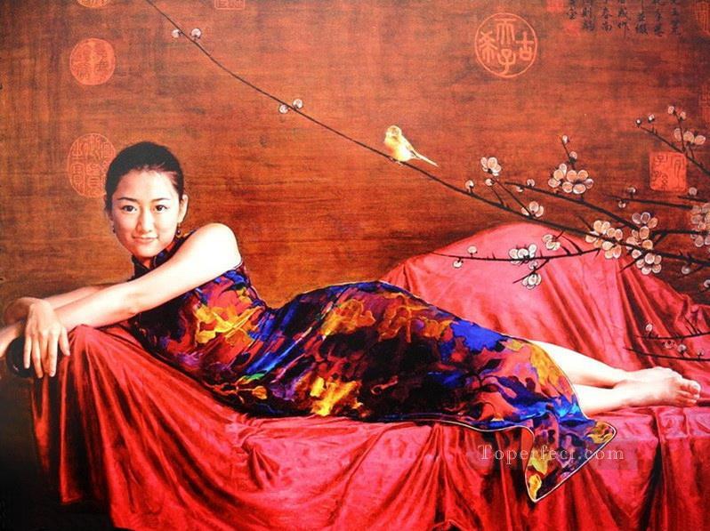 梅の花 2 中国の女の子油絵